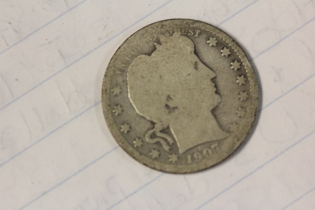 1907 Barber Silver Quarter: as shown