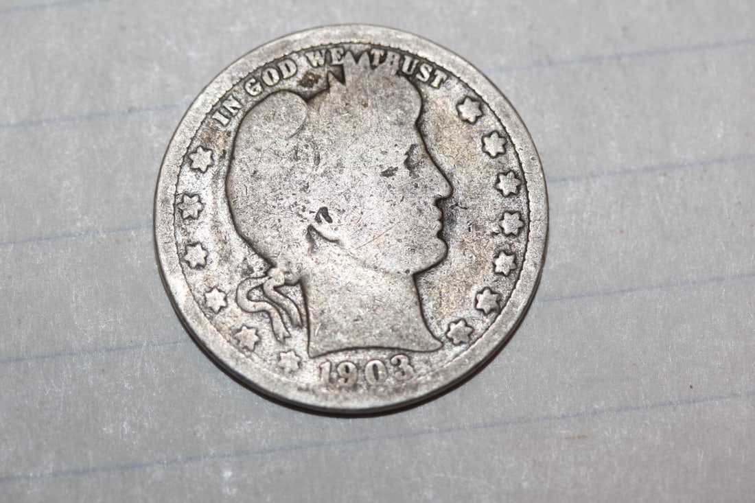 1903 Barber Silver Quarter: as shown on photos