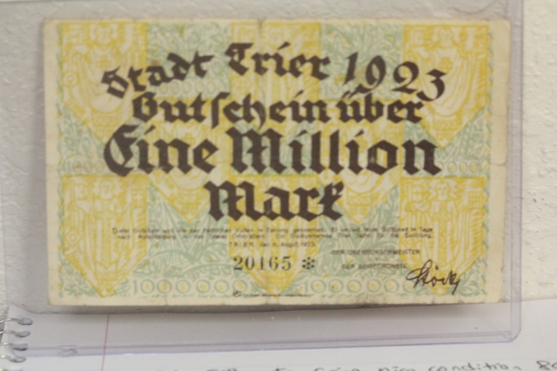 1923 Germany One Million Mark Bank Note: Weimar Republic Trier one million mark note