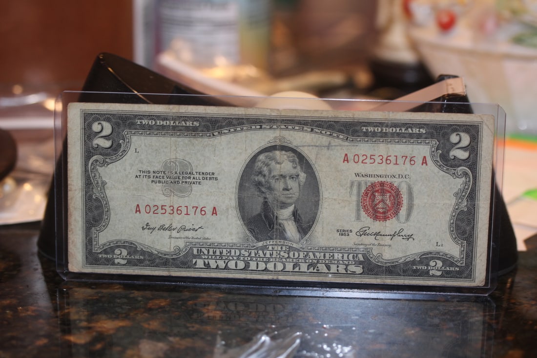 1953 Red Seal $2.00 Note: as shown