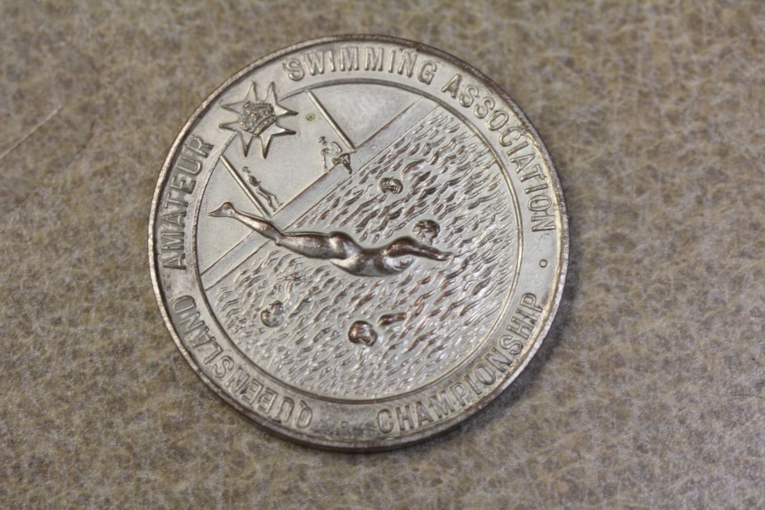 Queensland Amateur Swimming Championship Medal: Amateur Swimming Association championship - 1940's to 1950's - Australia - 1 5/8" in diameter