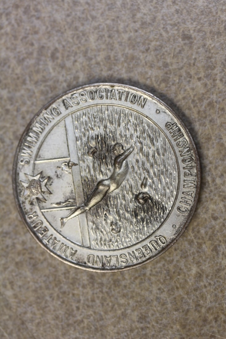Queensland Amateur Swimming Championship Medal: Amateur Swimming Association championship - 1940's to 1950's - Australia - 1 5/8" in diameter