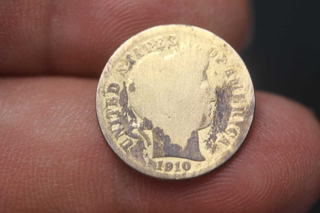 1910 Gold Plated One Dime: as shown