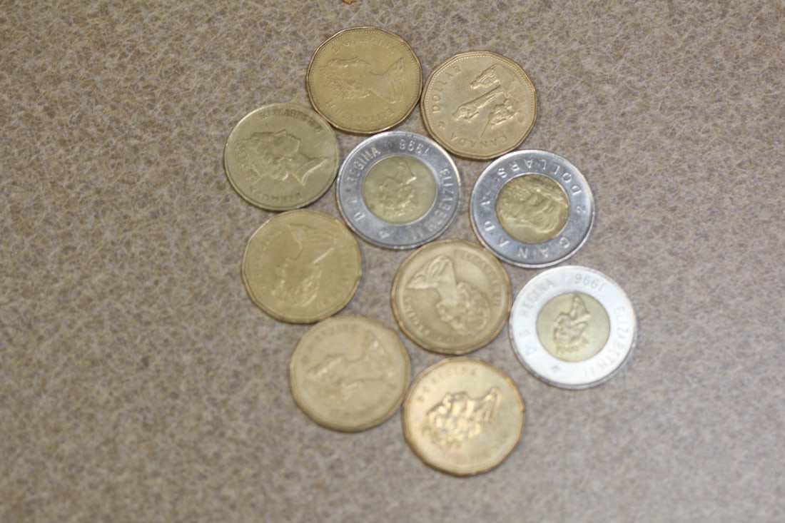 Lot of Canadian Dollar and Two Dollar Coins (1 of 2)