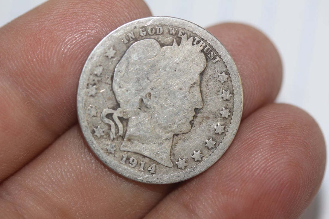 1914 Silver Barber Quarter: 90% silver