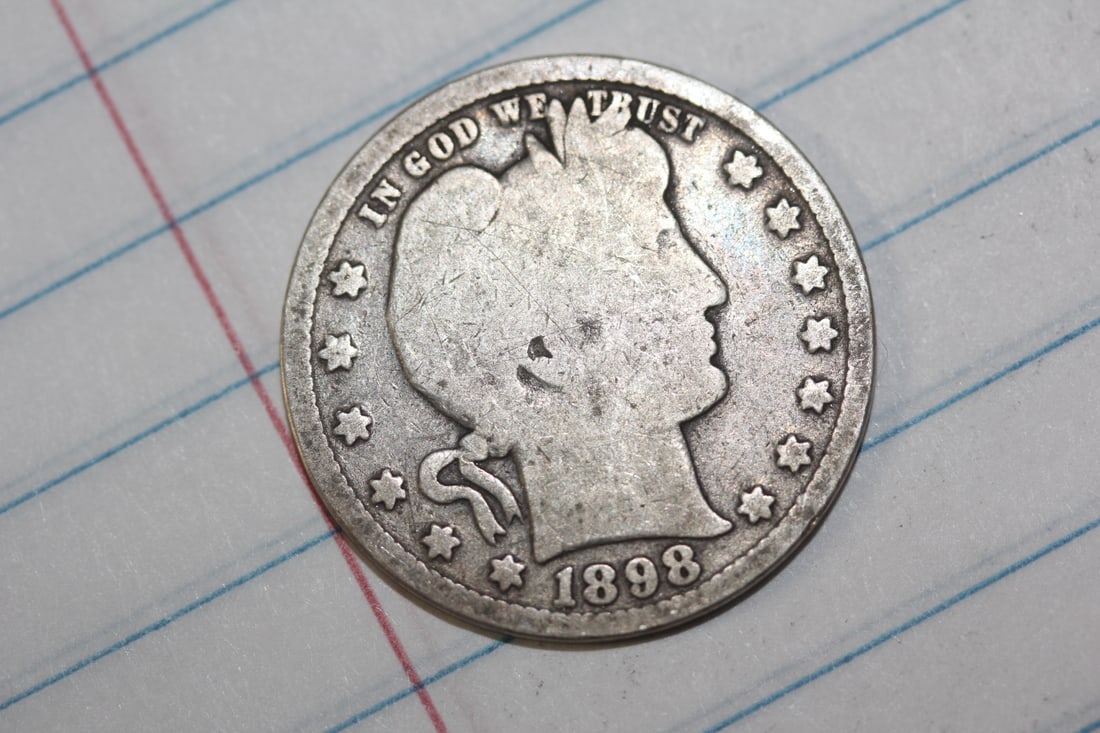 1898 Barber Silver Quarter: as shown