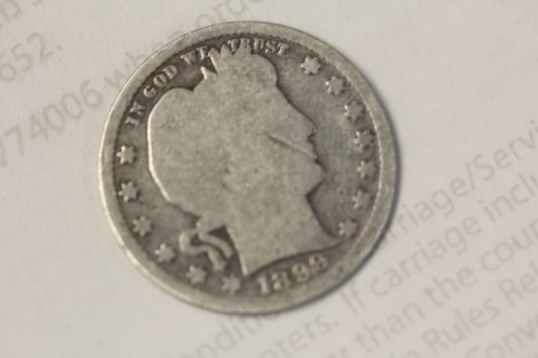 1899 Barber Silver Quarter: as shown
