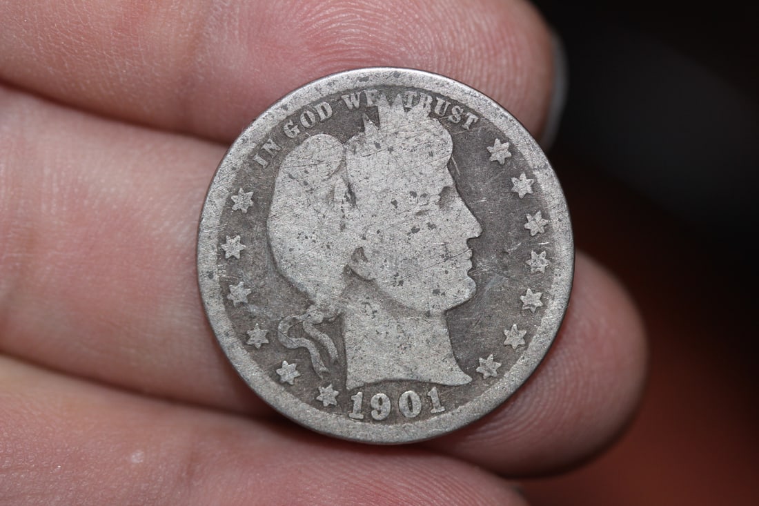 1901 Barber Silver Quarter: as shown