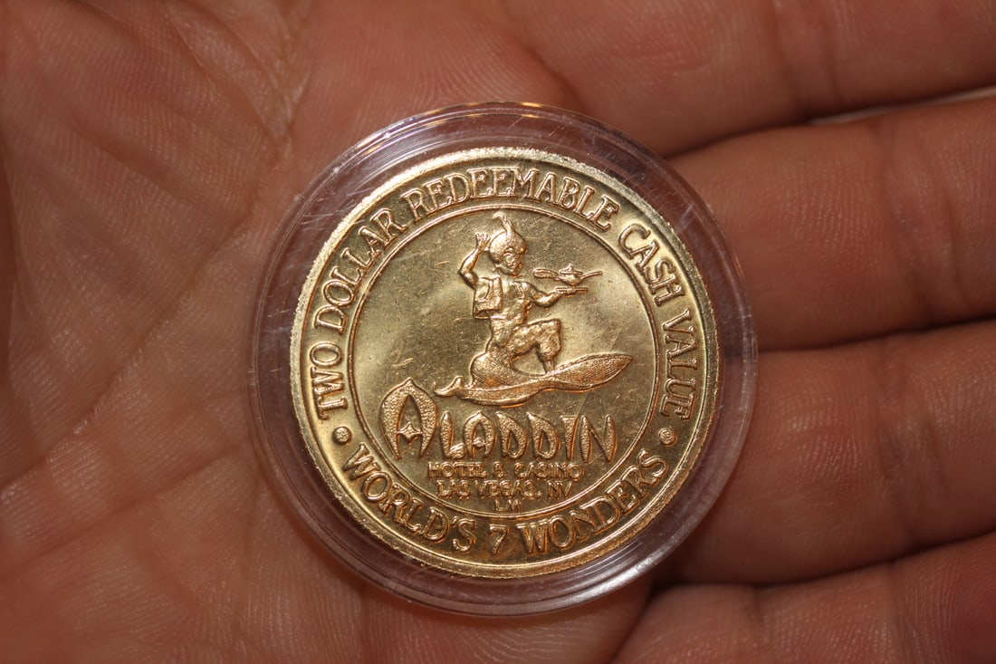 Aladdin Gold Plated $2.00 Casino Token: clad