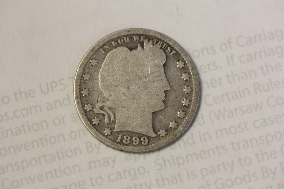 1899 Barber Silver Quarter: as shown