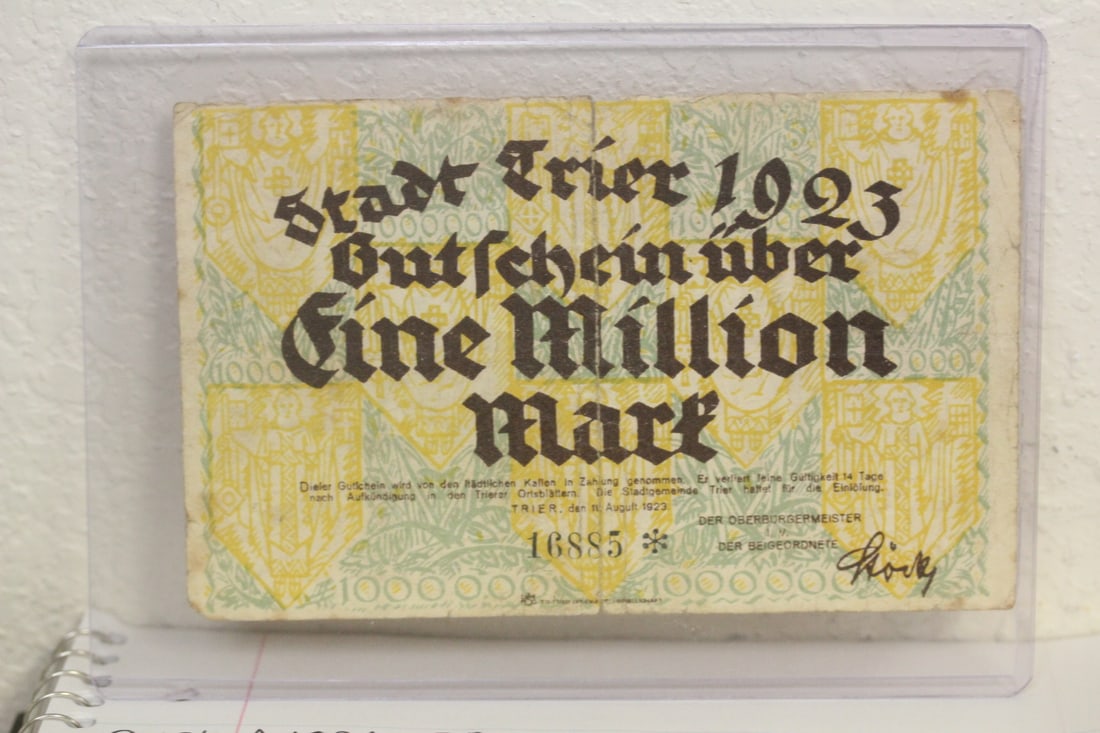 1923 Germany One Million Mark Bank Note: Weimar Republic Trier one million mark note