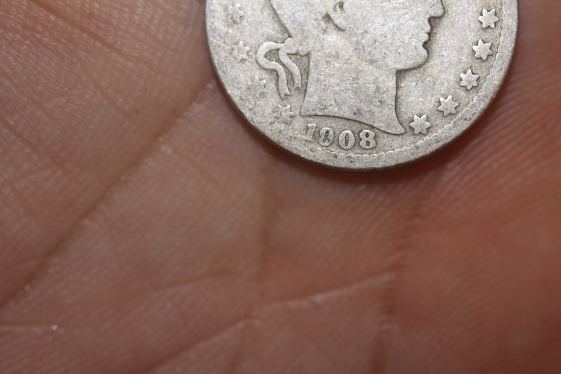 1908-D Barber Silver Quarter - 2
