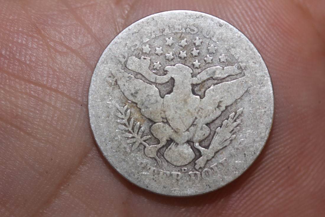 1908-D Barber Silver Quarter - 3
