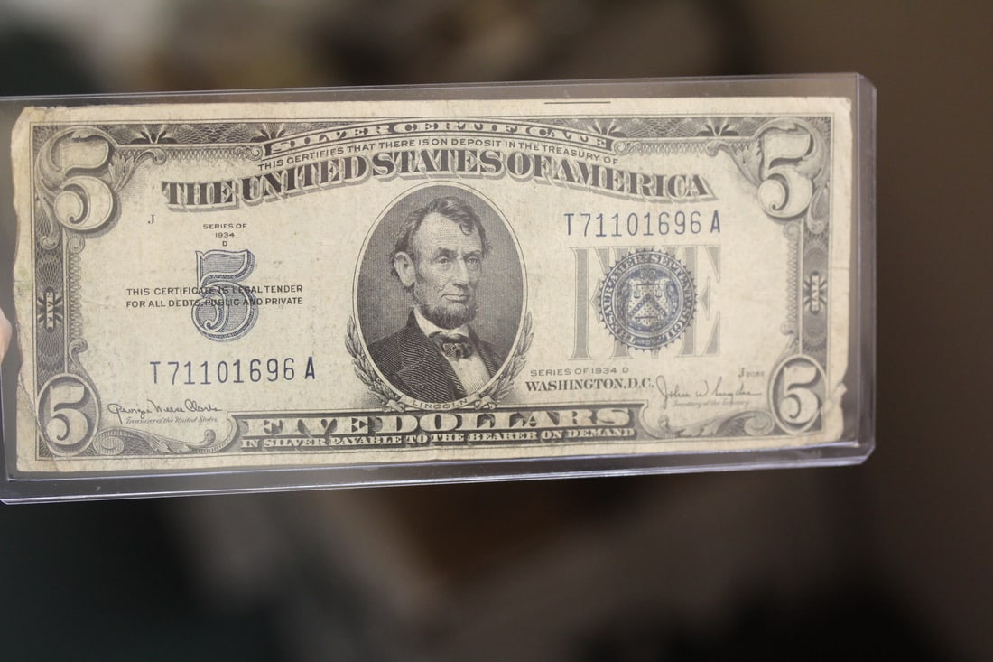 1934-D $5.00 Note: as shown