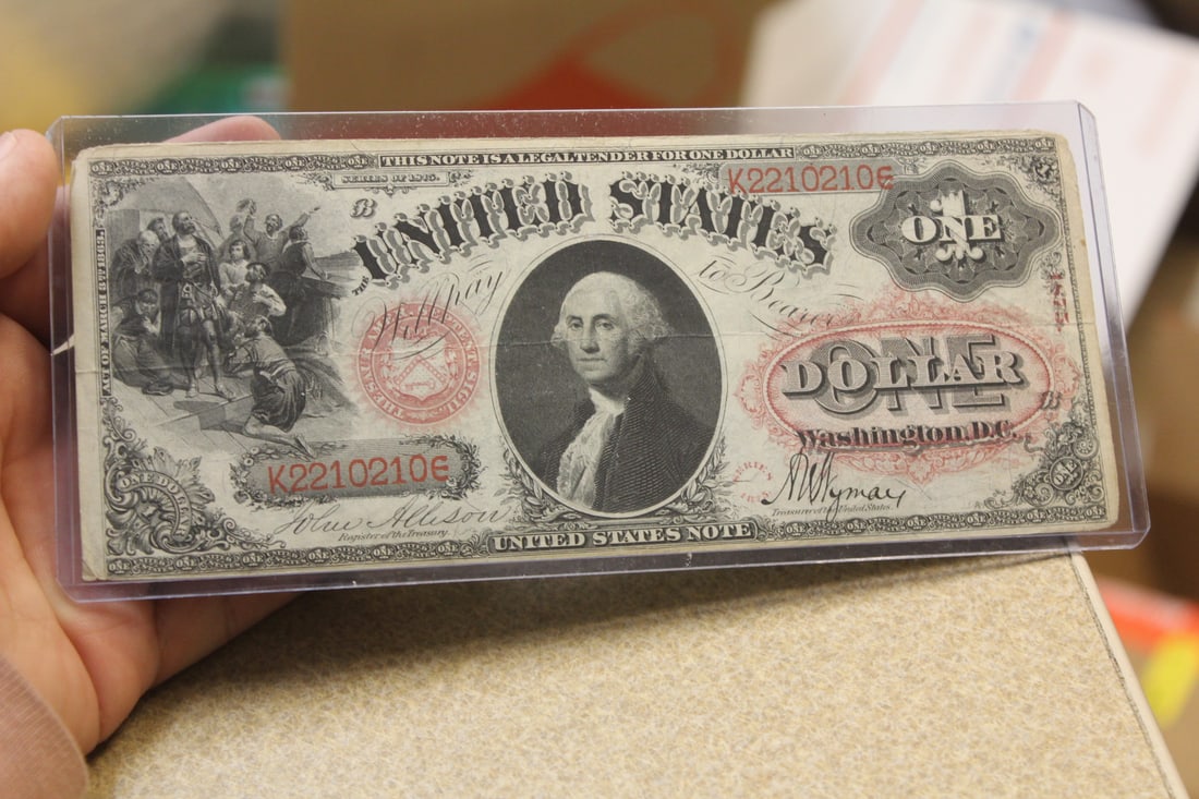 1875 US One Dollar Note: large bill