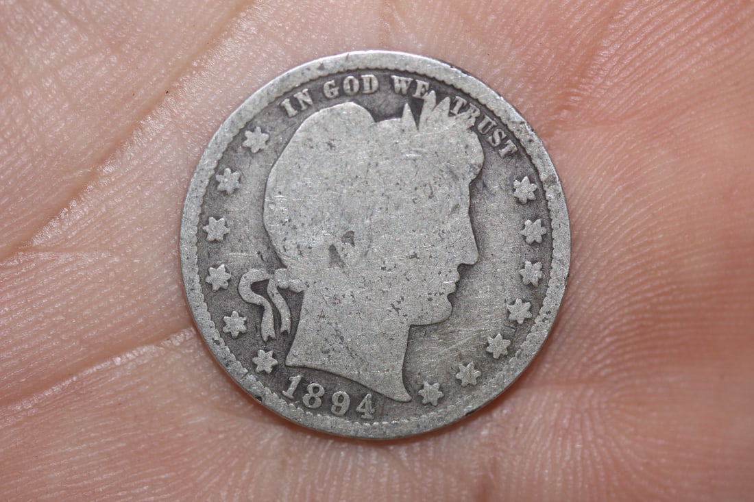 1894 Barber Silver Quarter: 90% silver