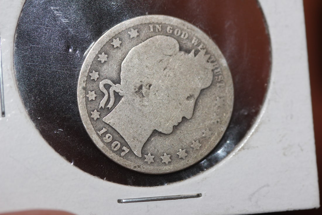 1907 Barber Silver Quarter: as shown