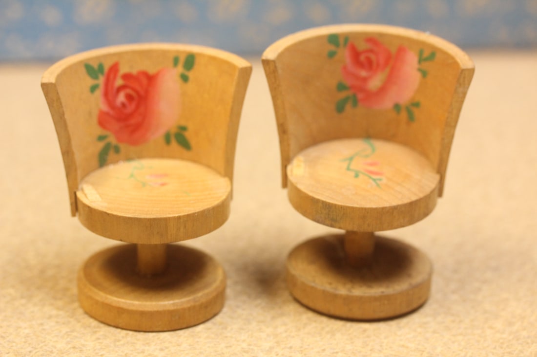 Lot of 2 Miniature Chairs: wood - 2 3/4" tall