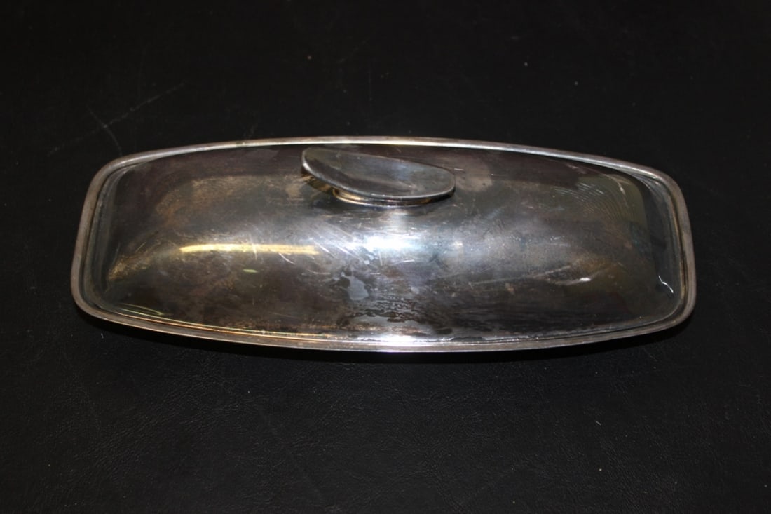 A Silverplated Butter Dish by Blackington: With glass insert - 8 1/4 inches long