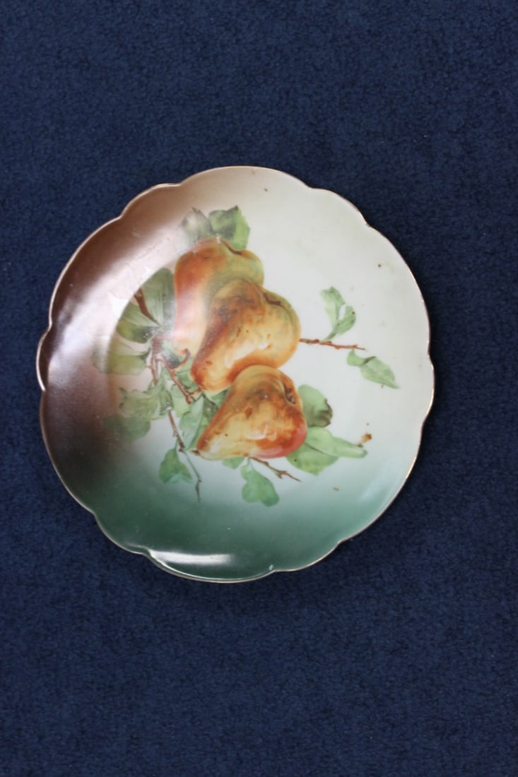 A Bavarian Pear Foliated Plate: 9 5/8 inches in diameter - Marked on the Bottom: Z.S Co.