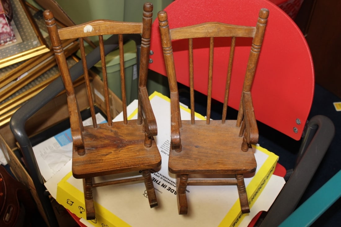 Two Salesman or Doll Furniture-Pair of Rockers: 17 inches tall each - Mid century in my opinion