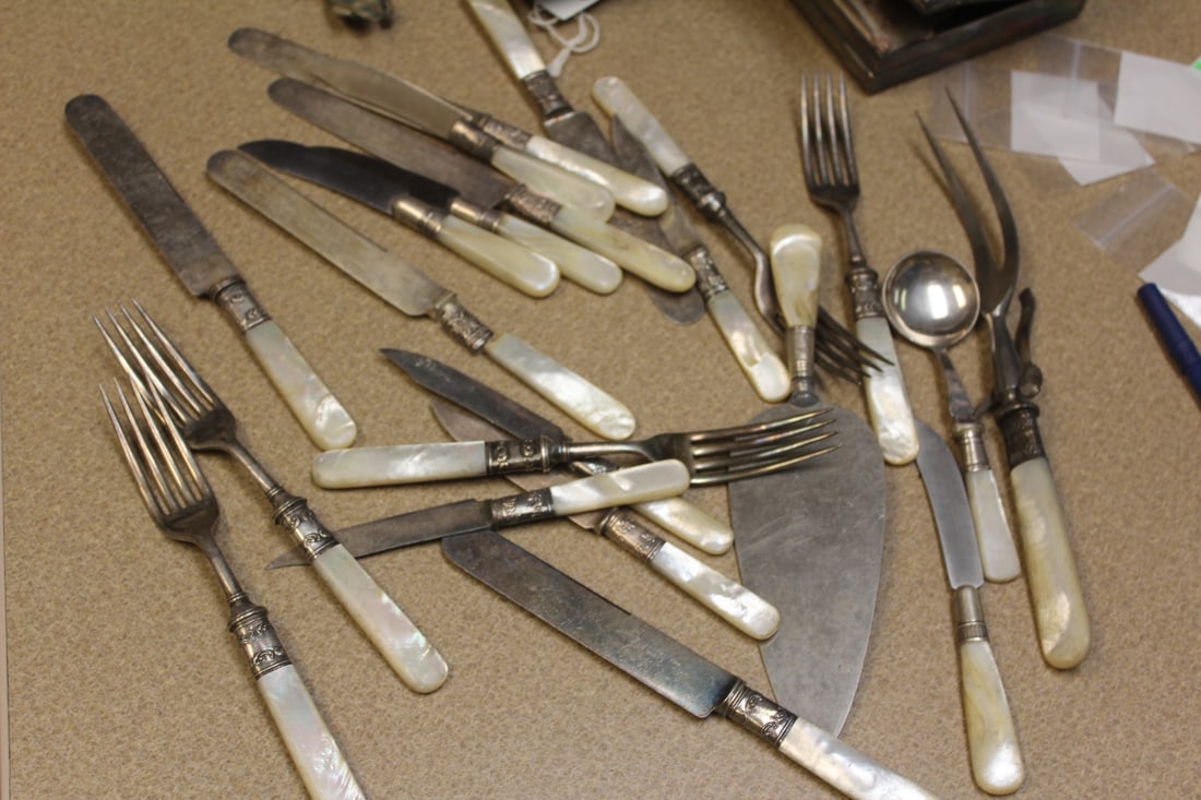 Sterling Band and Mother of Pearl Handle Utensils (1 of 6)