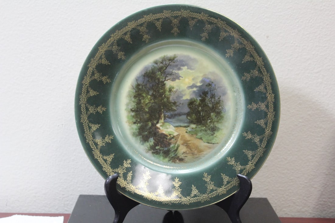 An Antique Royal Vienna Beehive Plate: handpainted - landscape or scenic plate - 10" indiameter - nicely done