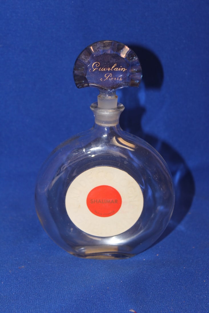 Empty Shalimar Perfume Bottle: 6 1/4" tall