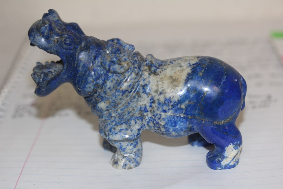 Chinese Lapis Lazuli Hippo: 4 inches across