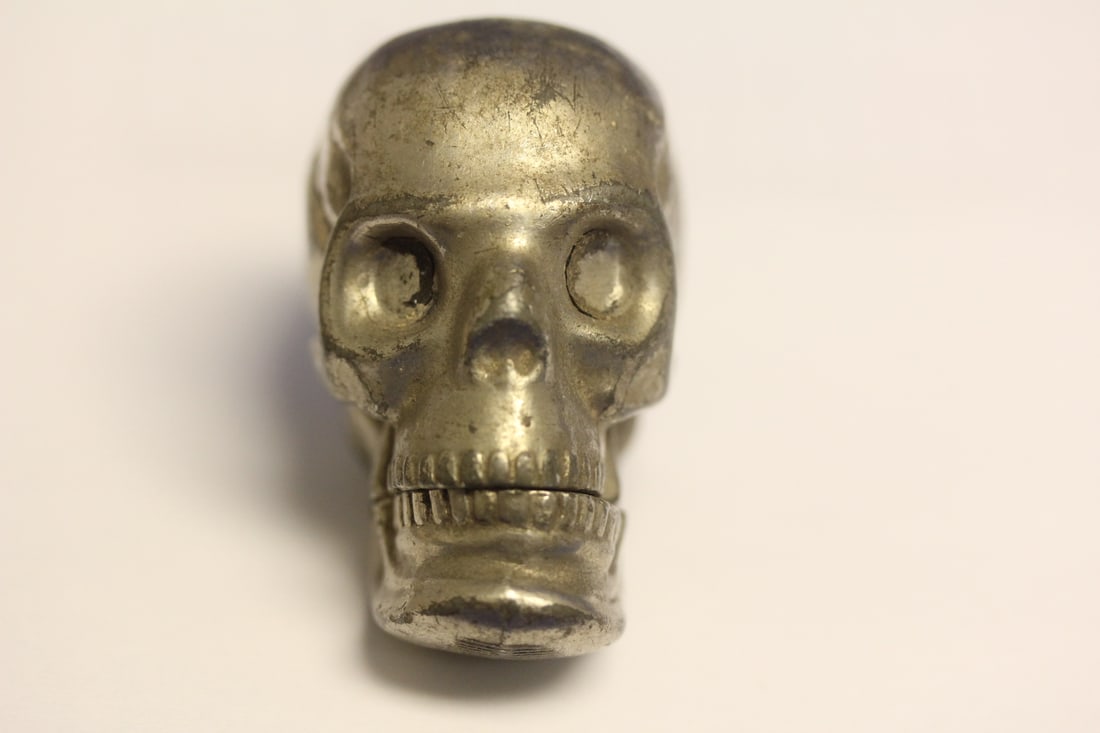 Very Rare Antique Memento Mori Skull: 19th century or early 20th century trinket box - 2 inches long