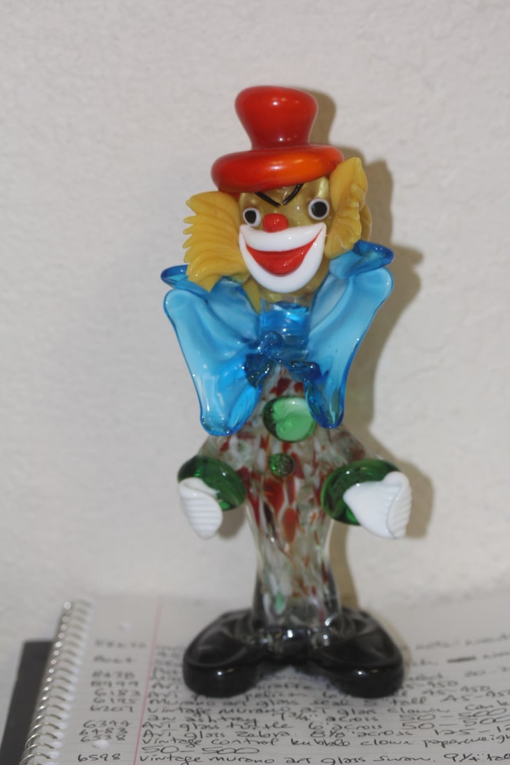 Vintage Art Glass Clown: most likely Murano - 8 1/2" tall