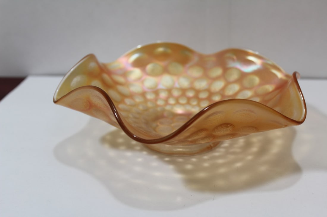 A Carnival Glass Bowl: 8" in diameter