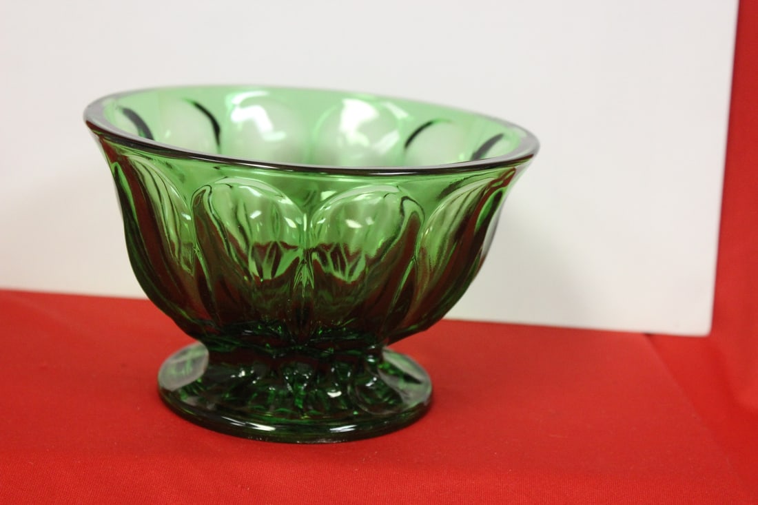 A Green Glass Bowl: 6" in diameter