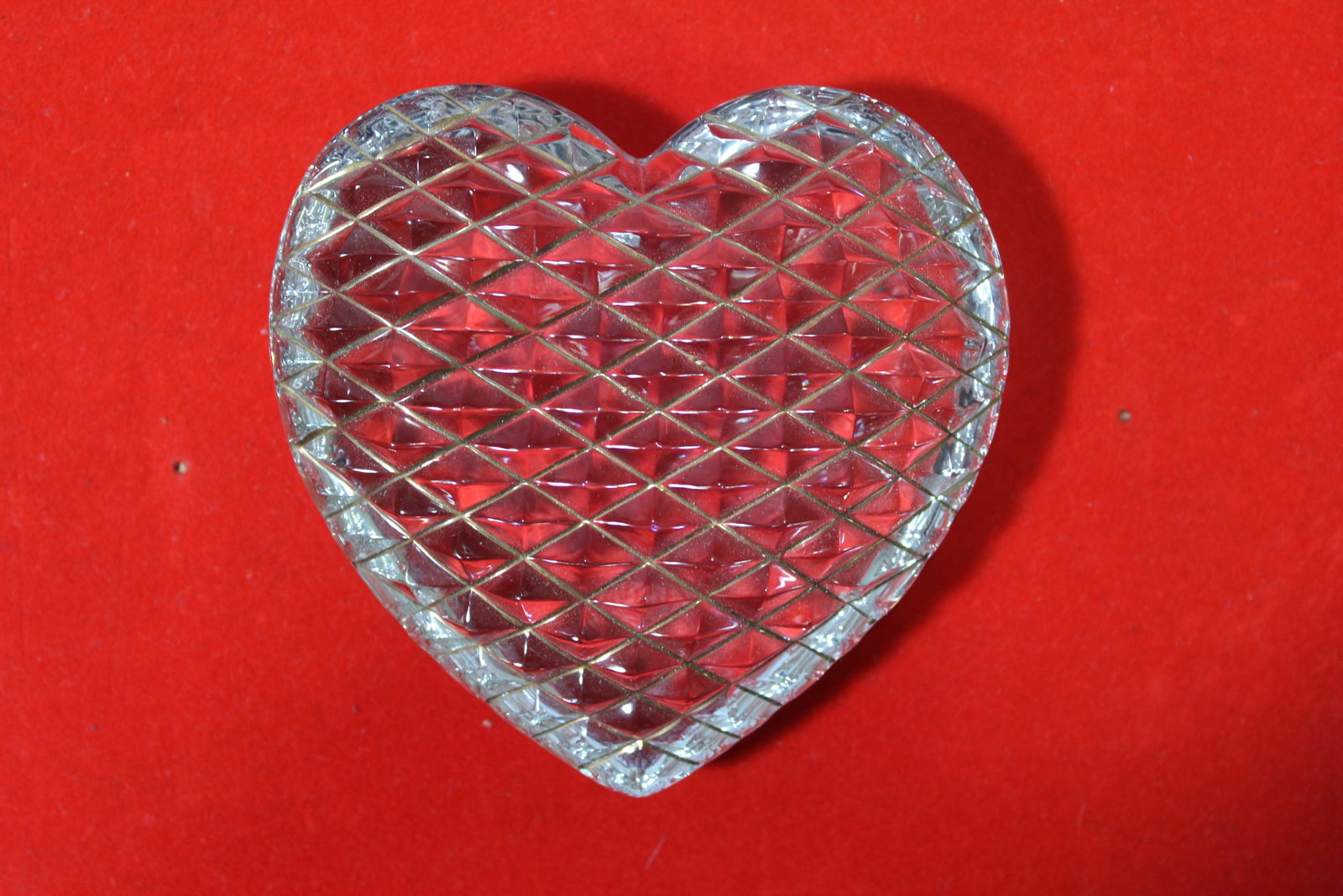 A Heart Shape Paperweight: stamped: St. Louis France Crystal - 3 1/2" wide-24 karat gold gilted - no box