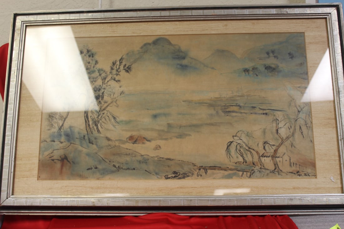 A Signed Watercolour: signed - possibly American - 34 1/2" x 21"