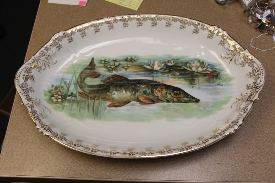 Antique/Vintage Limoges Fish Large Platter: 18 3/4" wide