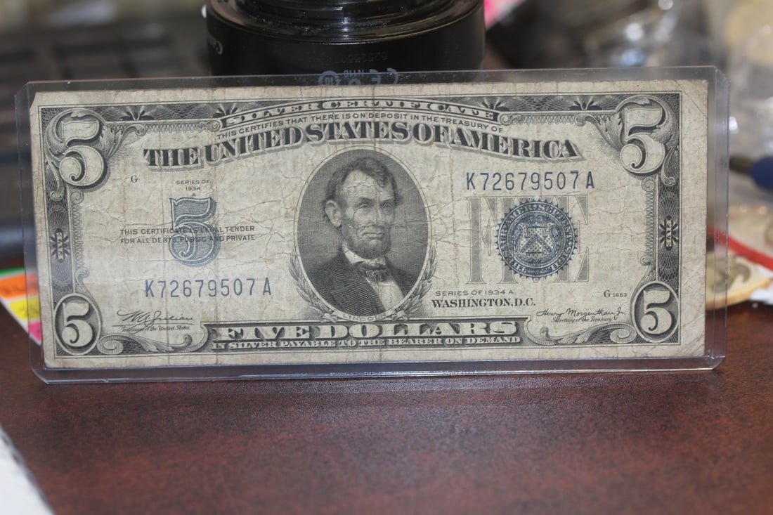 1934 $5.00 Note: as shown