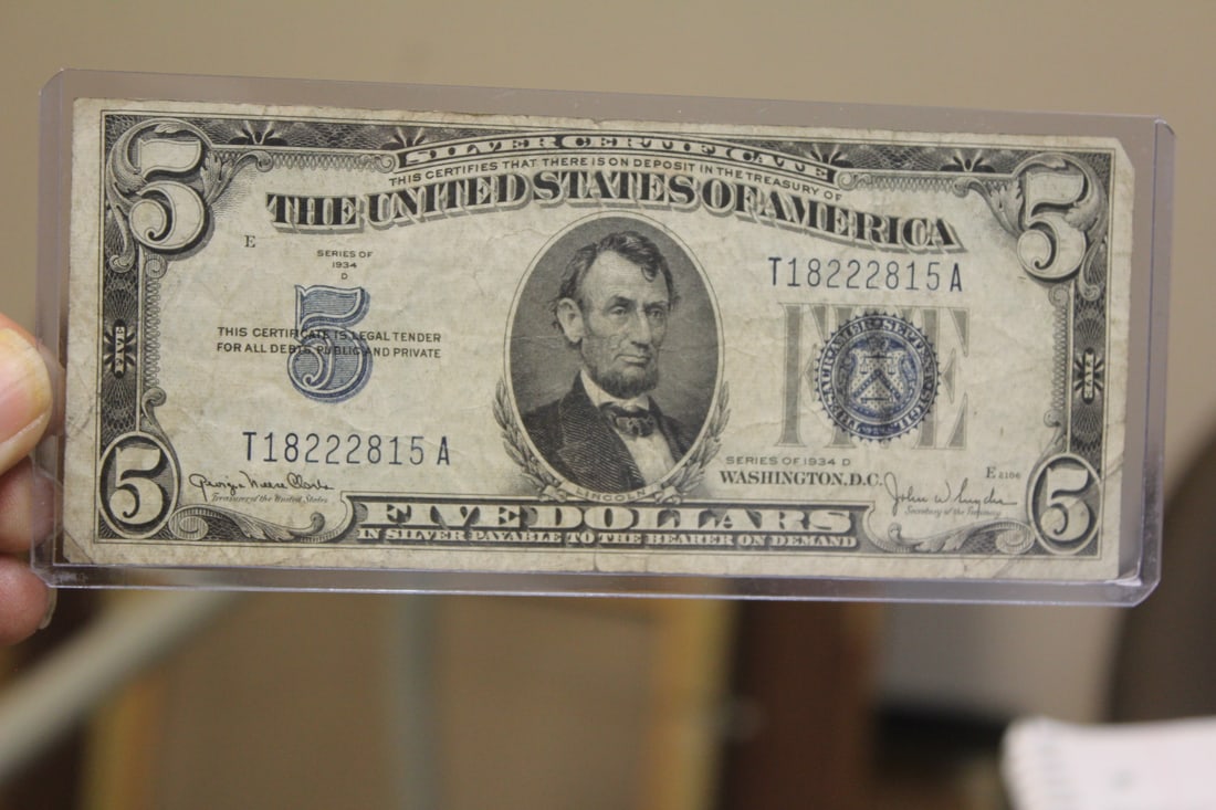 1934 $5.00 Note: as shown