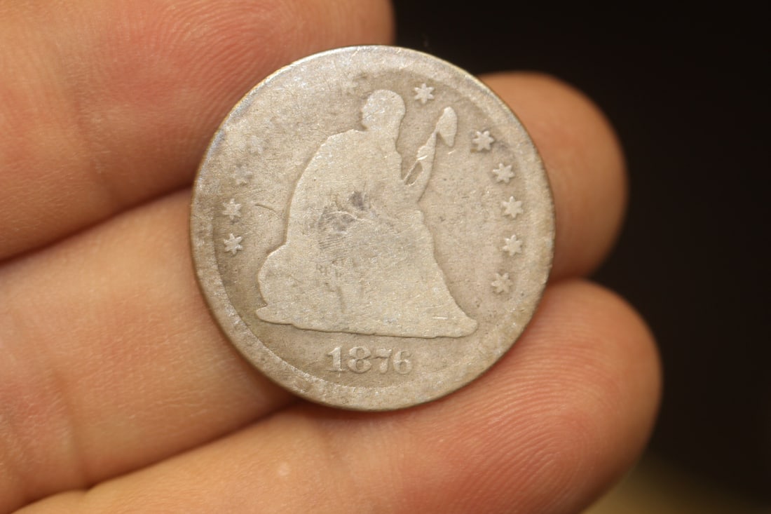 1876-CC Seated Quarter: 90% silver
