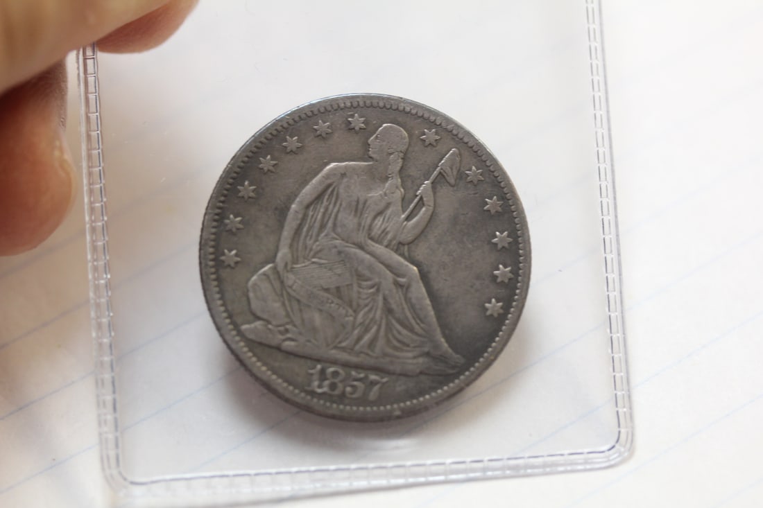 1857 Seated Silver Half Dollar: as shown