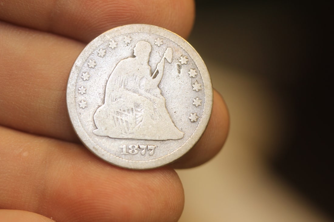1877-CC Seated Quarter: 90% silver