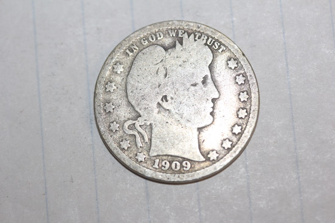 1909-D Barber Silver Quarter: as shown