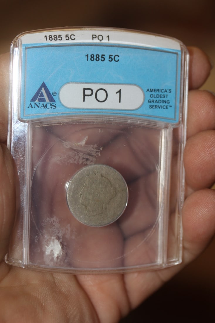 Anacs Graded 1885 V Nickel: PO1 - very rare - key date