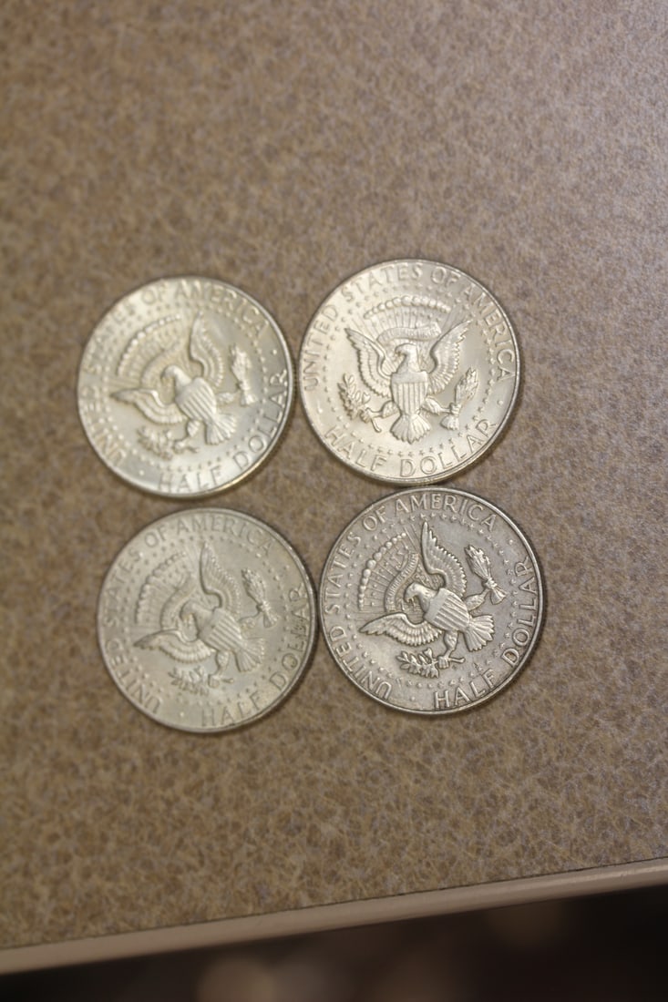 Lot of 4 90% silver 1964 Kennedy Half Dollar - 2
