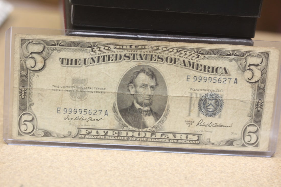 1953 Blue Seal $5.00 Note: as shown