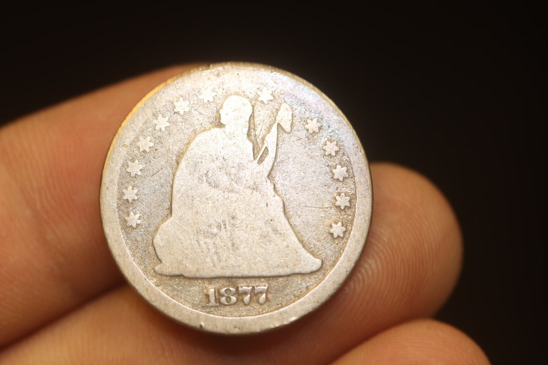 1877-CC Seated Quarter: 90% silver