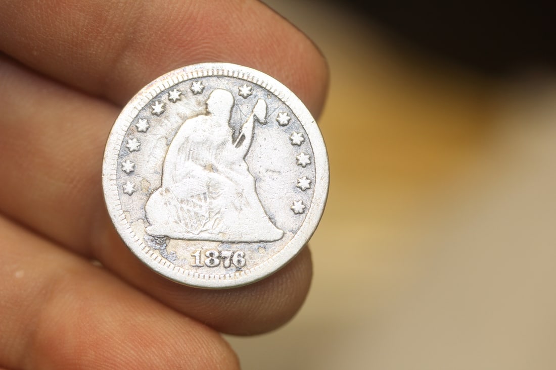 1876-CC Seated Quarter: 90% silver