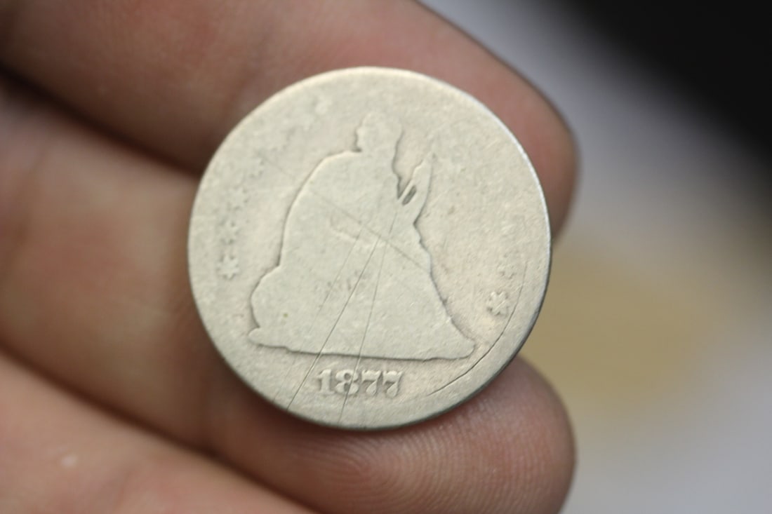 1877-CC Seated Quarter: 90% silver