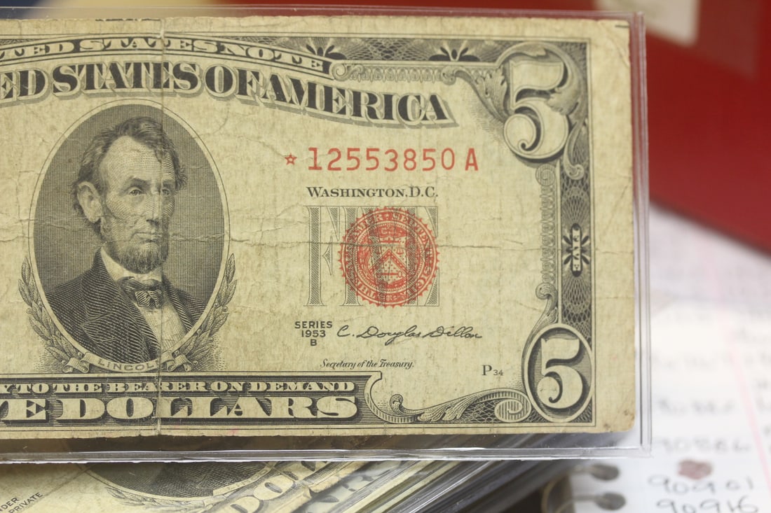 1953 $5.00 Red Seal Star Note - 2