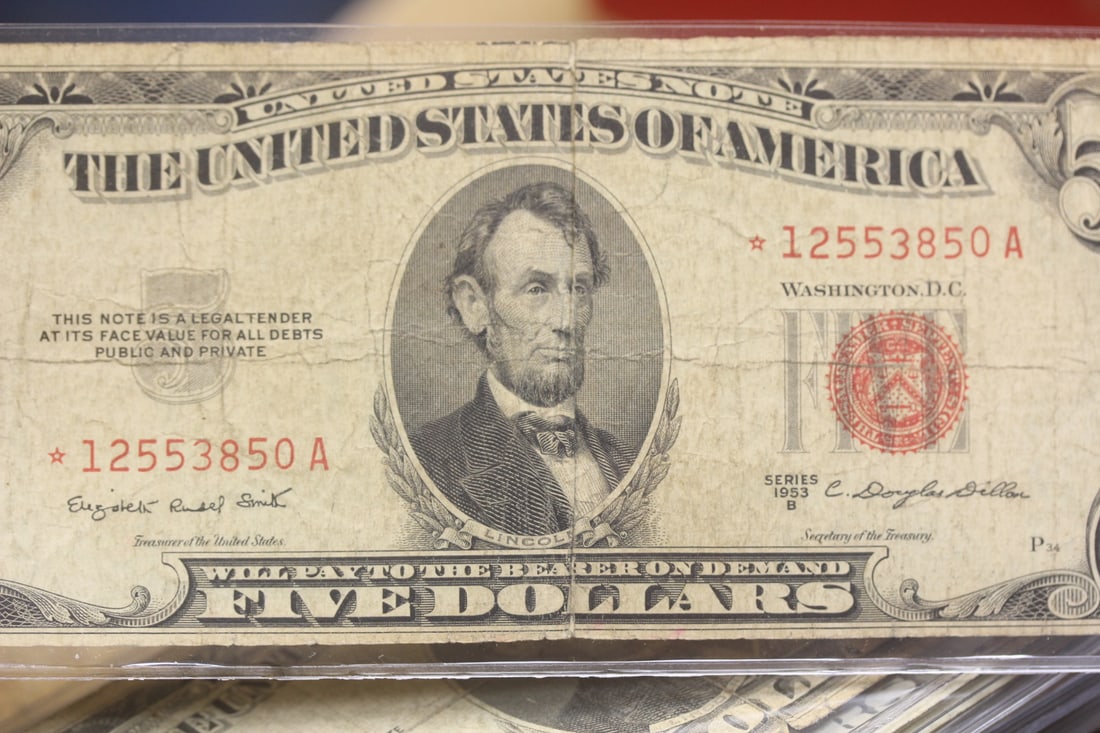 1953 $5.00 Red Seal Star Note - 3